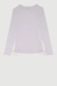 Girls Removable Blessed Rhinestone Necklace Ribbed Knit Tee