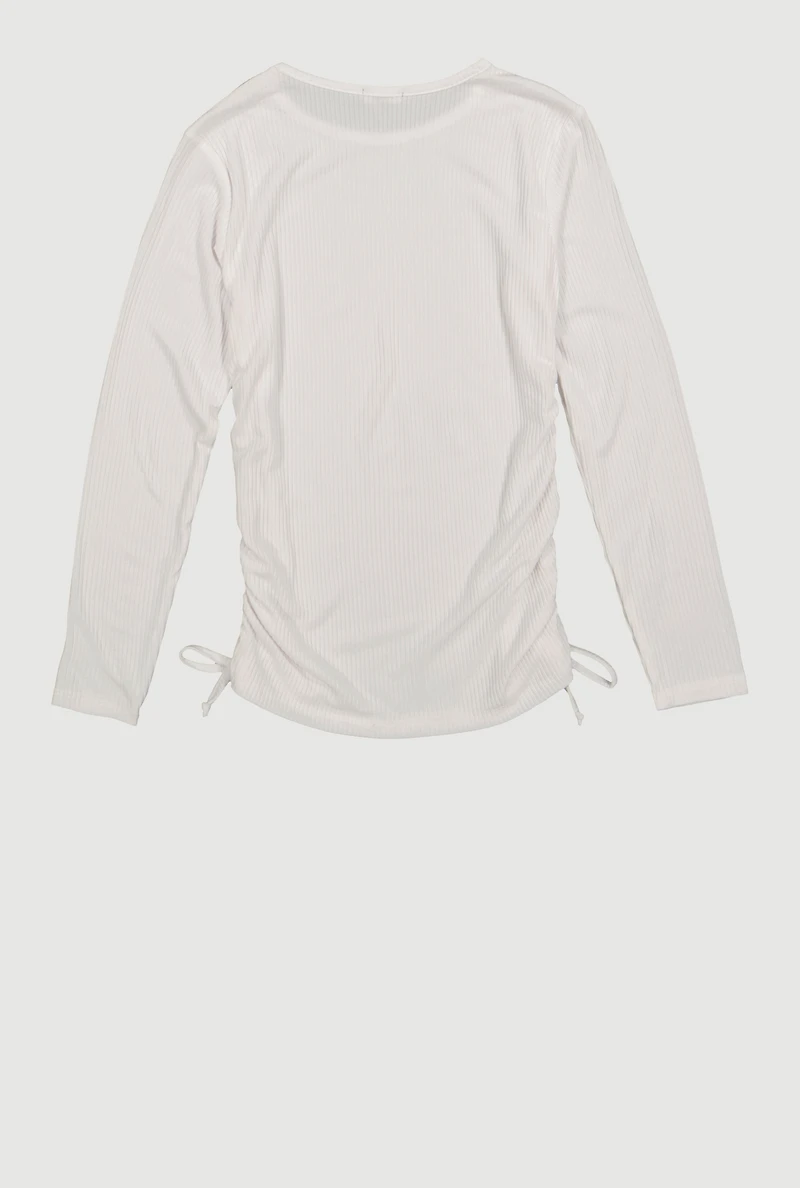 Girls Ribbed Knit Long Sleeve Top with Perfume Necklace