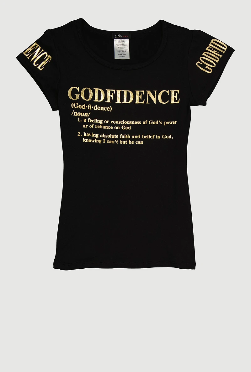 Girls Godfidence Foil Screen Graphic Tee