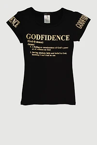 Girls Godfidence Foil Screen Graphic Tee
