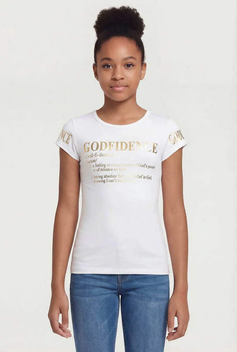 Girls Godfidence Foil Screen Graphic Tee
