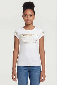 Girls Godfidence Foil Screen Graphic Tee