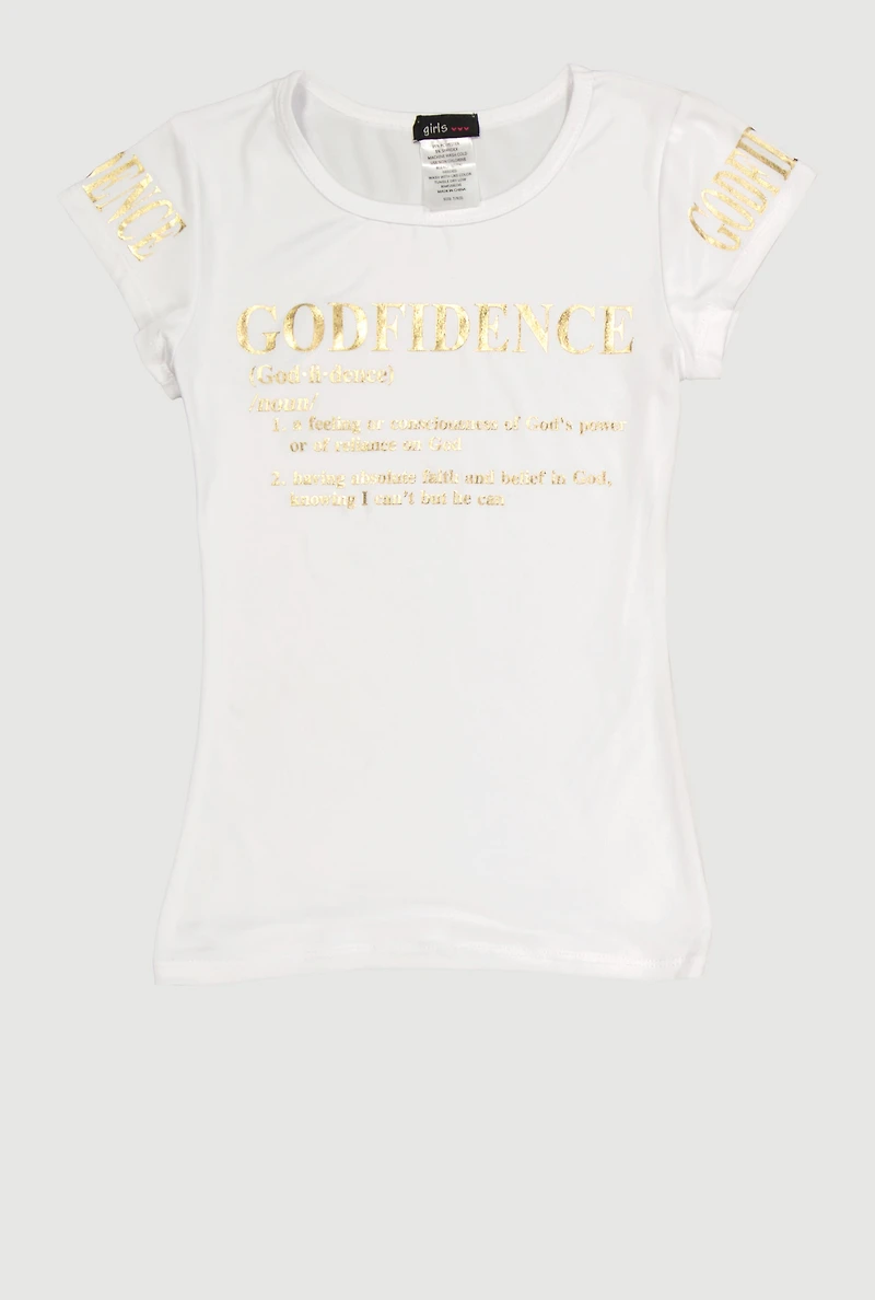 Girls Godfidence Foil Screen Graphic Tee