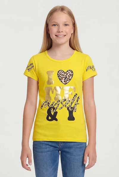 Girls Foil Screen I Love Me Myself and Graphic Tee