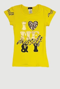 Girls Foil Screen I Love Me Myself and Graphic Tee