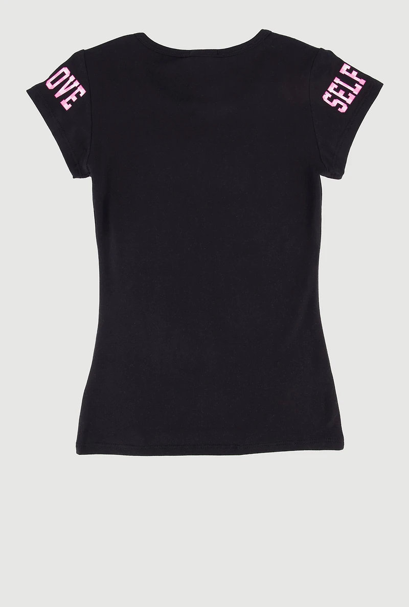 Girls Self Love Bow Graphic Tee