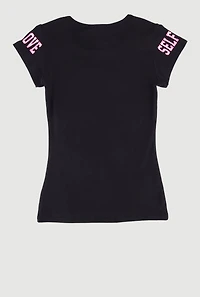 Girls Self Love Bow Graphic Tee