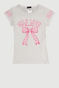 Girls Self Love Bow Graphic Tee