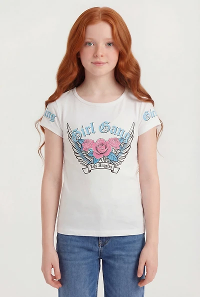 Girls Los Angeles Girl Gang Rose Graphic Tee