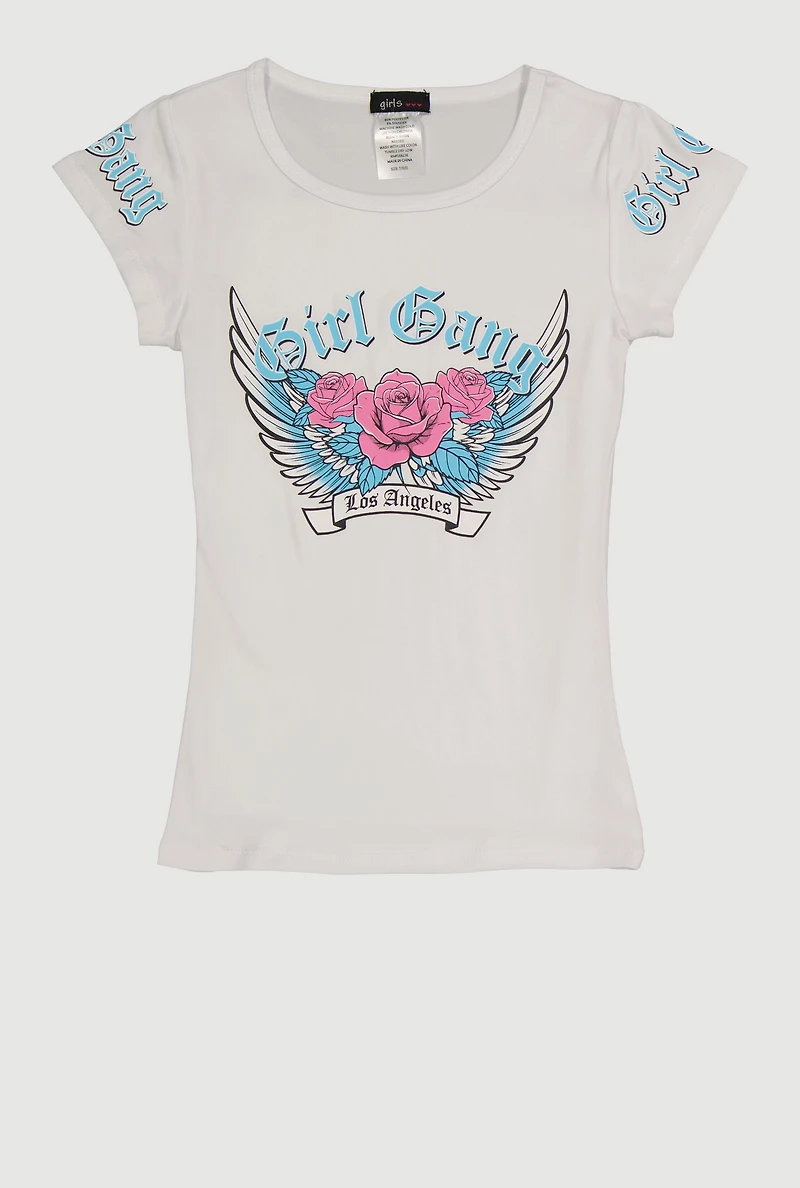 Girls Los Angeles Girl Gang Rose Graphic Tee
