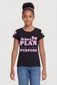 Girls He Has A Plan And I Have Purpose Sequin Graphic Tee