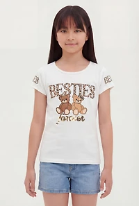 Girls Besties Forever Sequin Graphic Tee