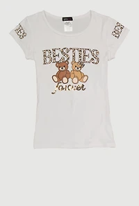 Girls Besties Forever Sequin Graphic Tee