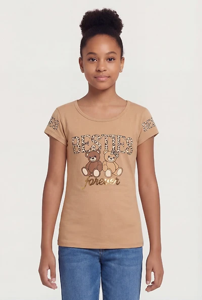 Girls Besties Forever Sequin Graphic Tee