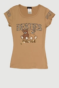 Girls Besties Forever Sequin Graphic Tee
