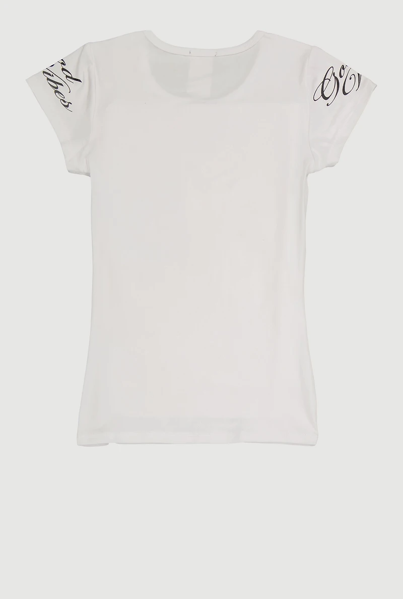 Girls Good Vibes Feelings Cherry Graphic Tee