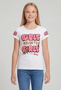 Girls Support Sequin Graphic Tee