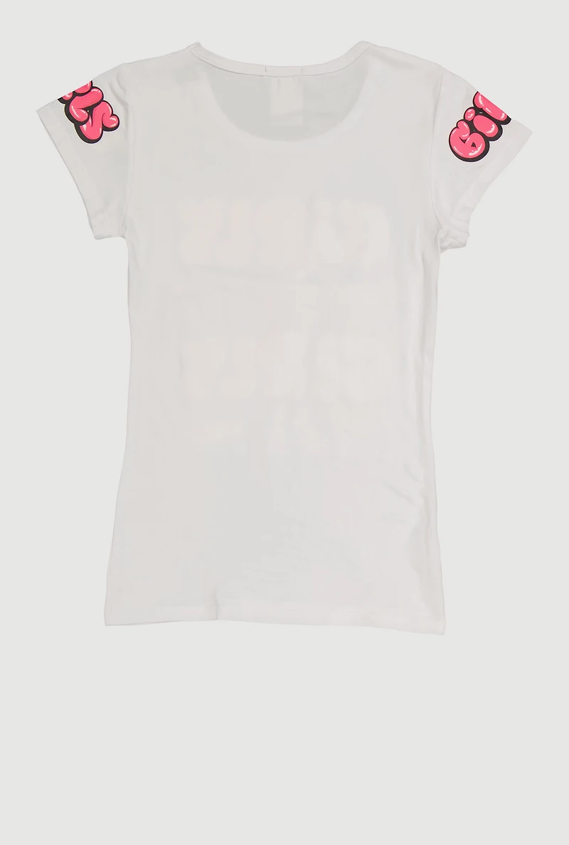 Girls Support Sequin Graphic Tee