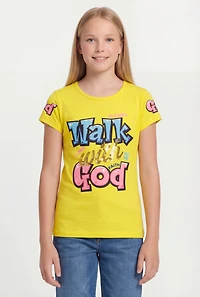 Girls Walk With God Sequin Graphic Tee