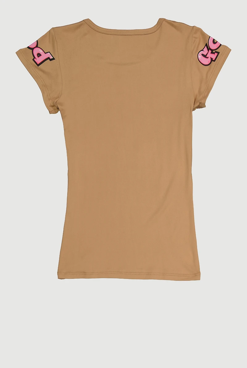 Girls Walk With God Sequin Graphic Tee