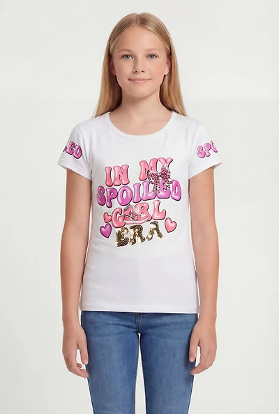 Girls My Spoiled Girl Era Sequin Graphic Tee