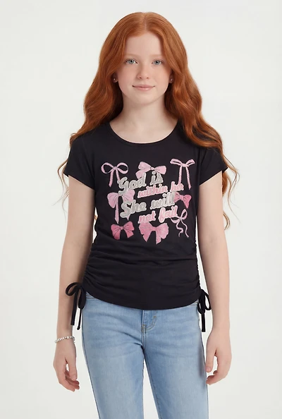 Girls God Is Within Her She Will Not Fail Ruched Tee