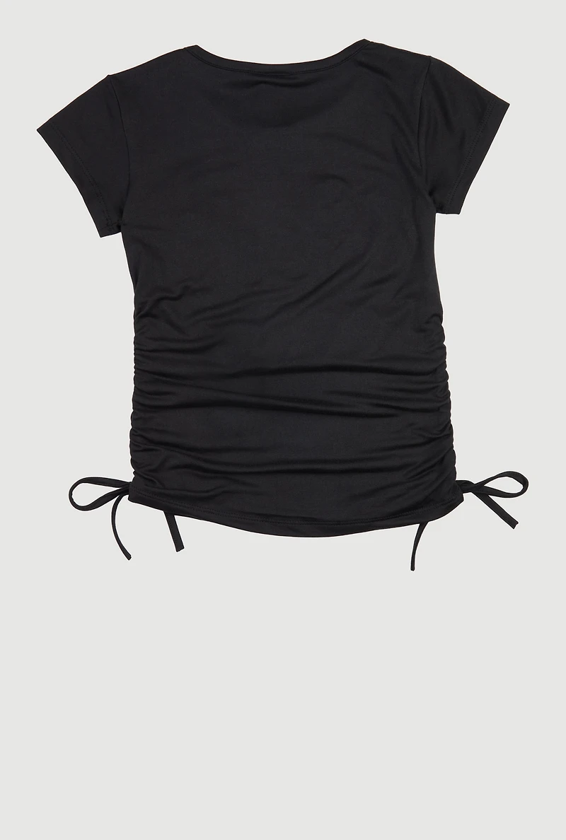 Girls Sassy But Cute Graphic Ruched Tee