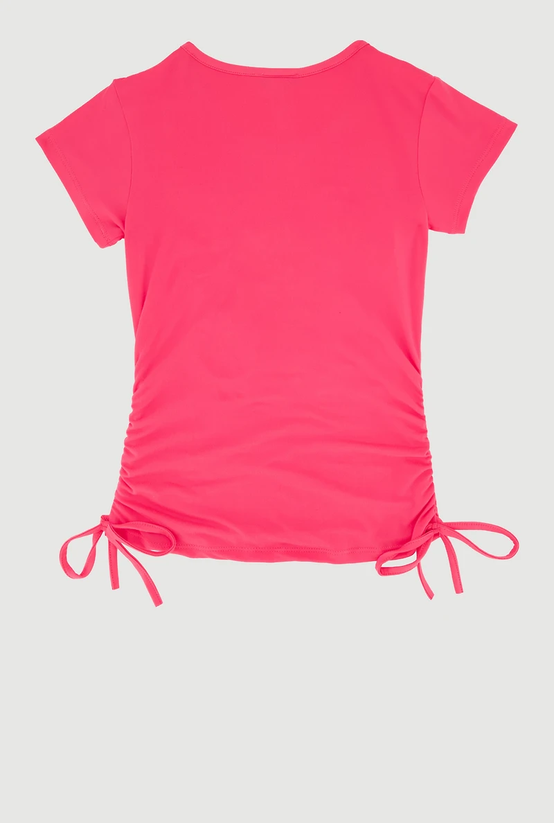Girls Doing My Best Puff Graphic Side Ruched Tee