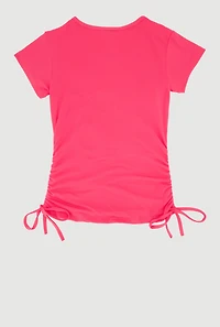 Girls Doing My Best Puff Graphic Side Ruched Tee