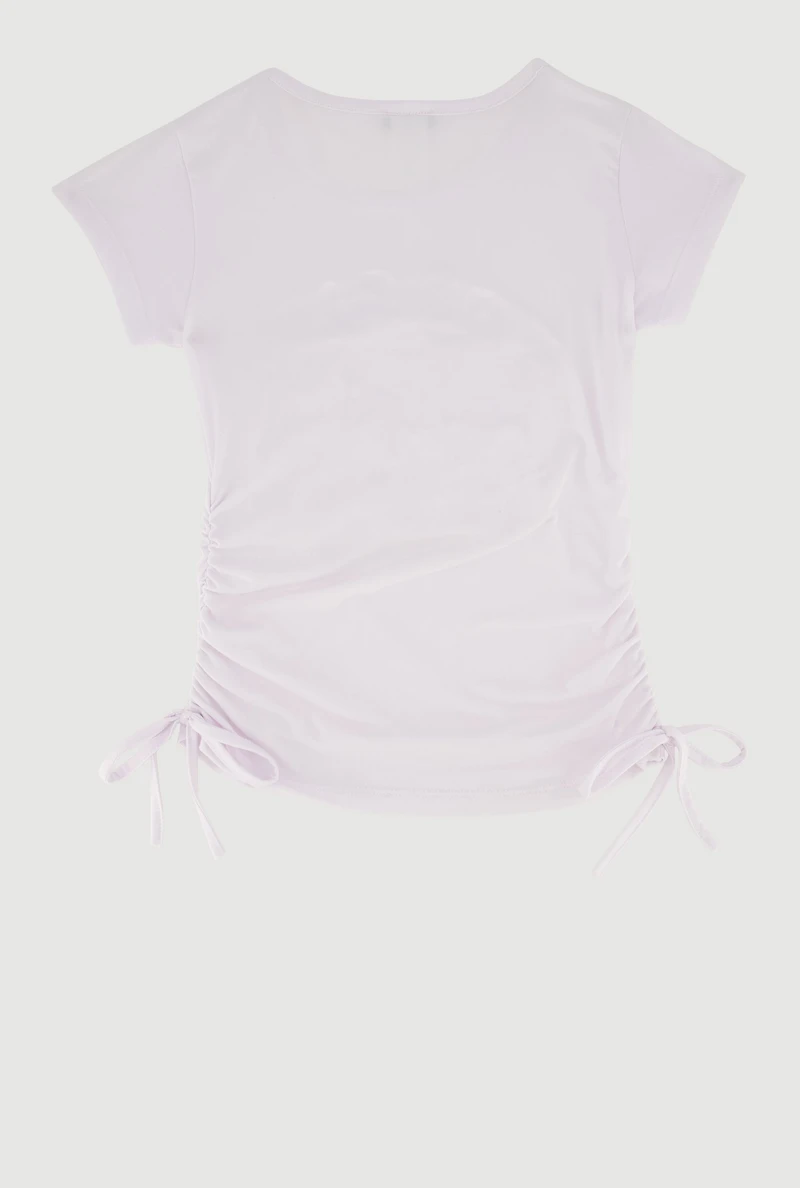 Girls Girl Gang Besties For Life Graphic Side Ruched Tee
