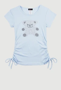 Girls Studded Teddy Bear Graphic Top