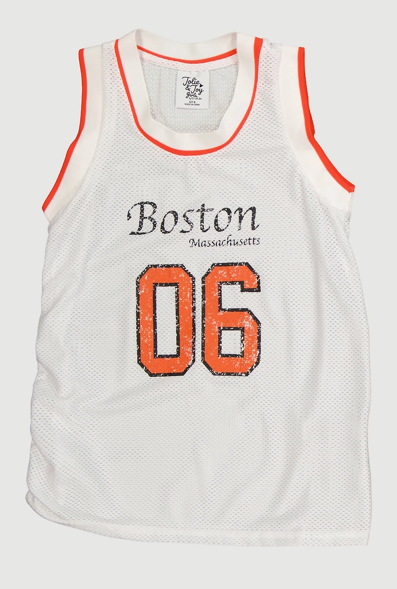 Girls Destination Graphic Contrast Trim Mesh Jersey