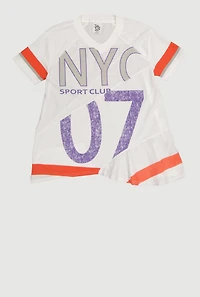 Girls Oversized Patchwork Graphic Tunic Top