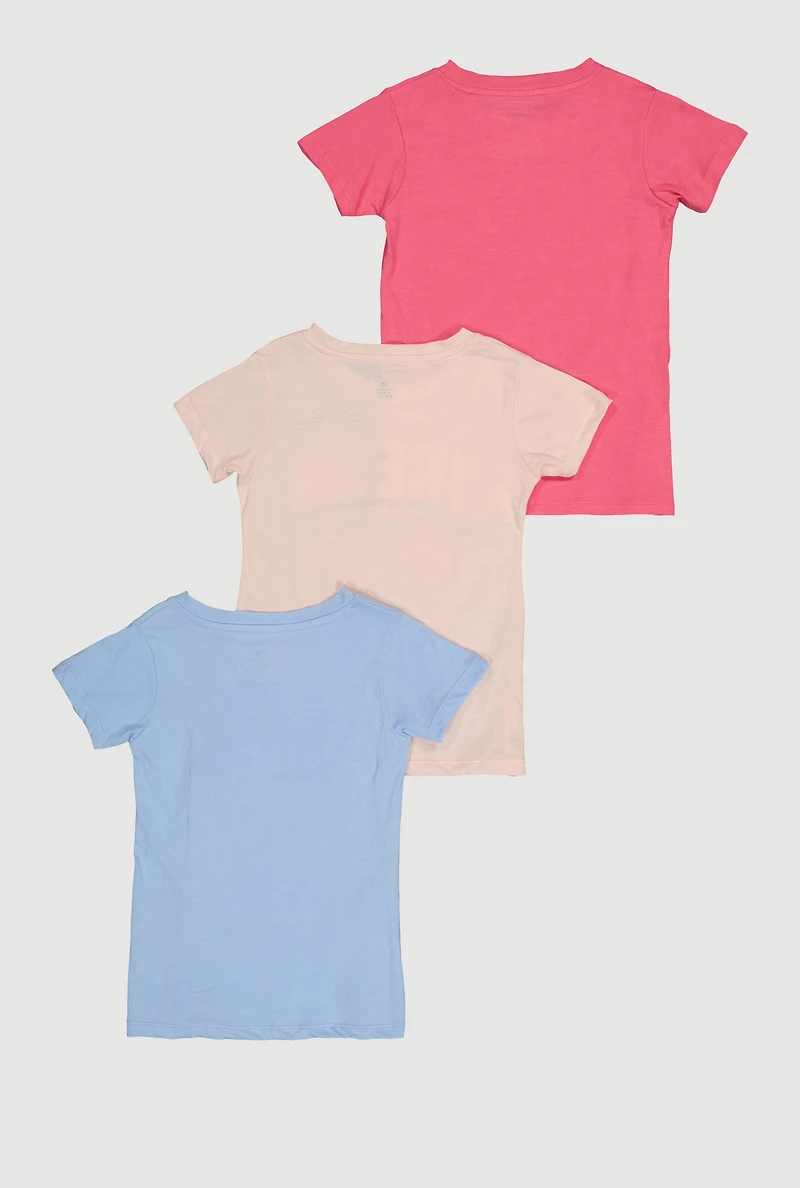 Girls Dream Chaser Graphic Tees 3 Pack, Multi, Size 10-12