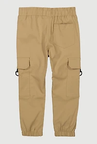 Little Boys Cargo Pocket Drawstring Joggers, Khaki, Size 4