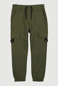 Little Boys Drawstring Waist Cargo Joggers, Green, Size 6