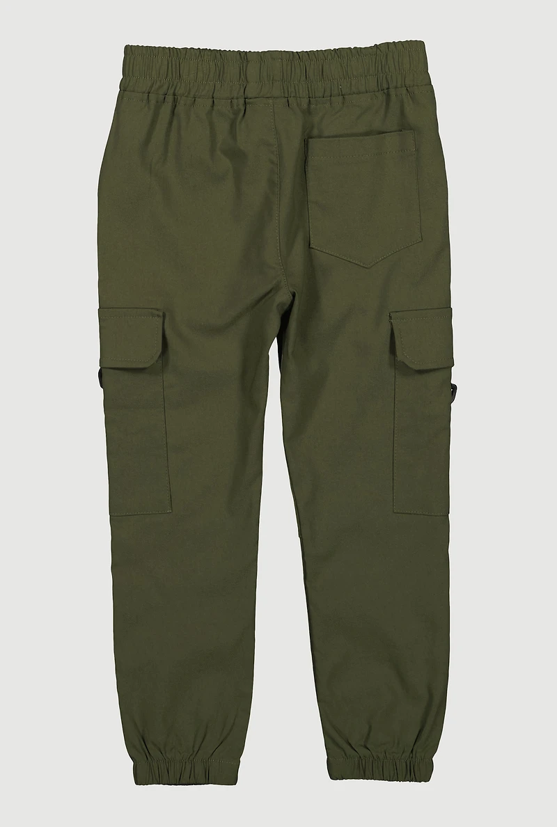 Little Boys Drawstring Waist Cargo Joggers, Green, Size 6