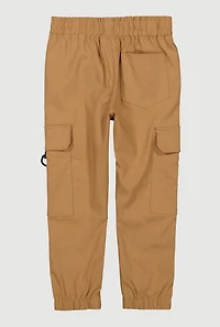 Little Boys Drawstring Cargo Joggers, Khaki, Size 4