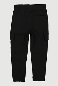 Little Boys Drawstring Cargo Pocket Joggers, Black,
