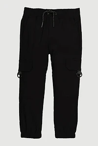 Little Boys D Ring Tab Cargo Joggers, Black, Size 7