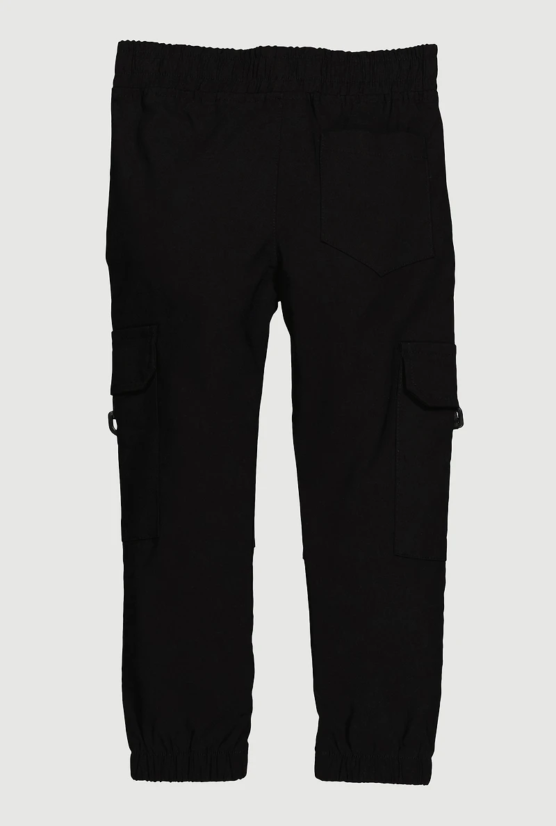 Little Boys D Ring Tab Cargo Joggers, Black, Size 5