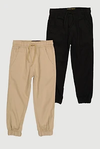 Little Boys Twill Drawstring Joggers 2 Pack