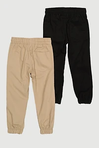 Little Boys Twill Drawstring Joggers 2 Pack, Multi, Size 7