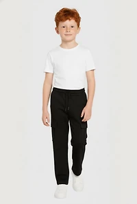 Little Boys Drawstring Waist Cargo Pocket Pants