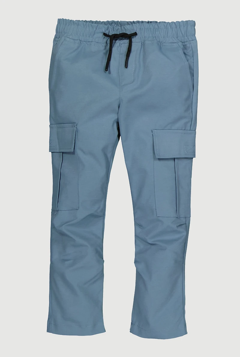 Little Boys Drawstring Waist Cargo Pants