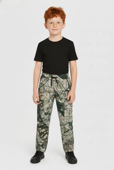 Little Boys Camouflage Cargo Pocket Straight Leg Pants, Green, Size 4