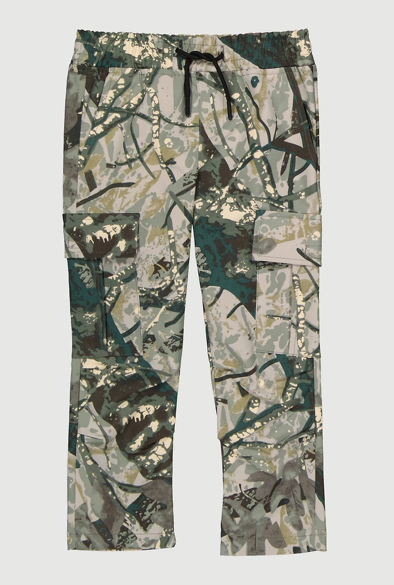 Little Boys Camouflage Cargo Pocket Straight Leg Pants, Green, Size 4
