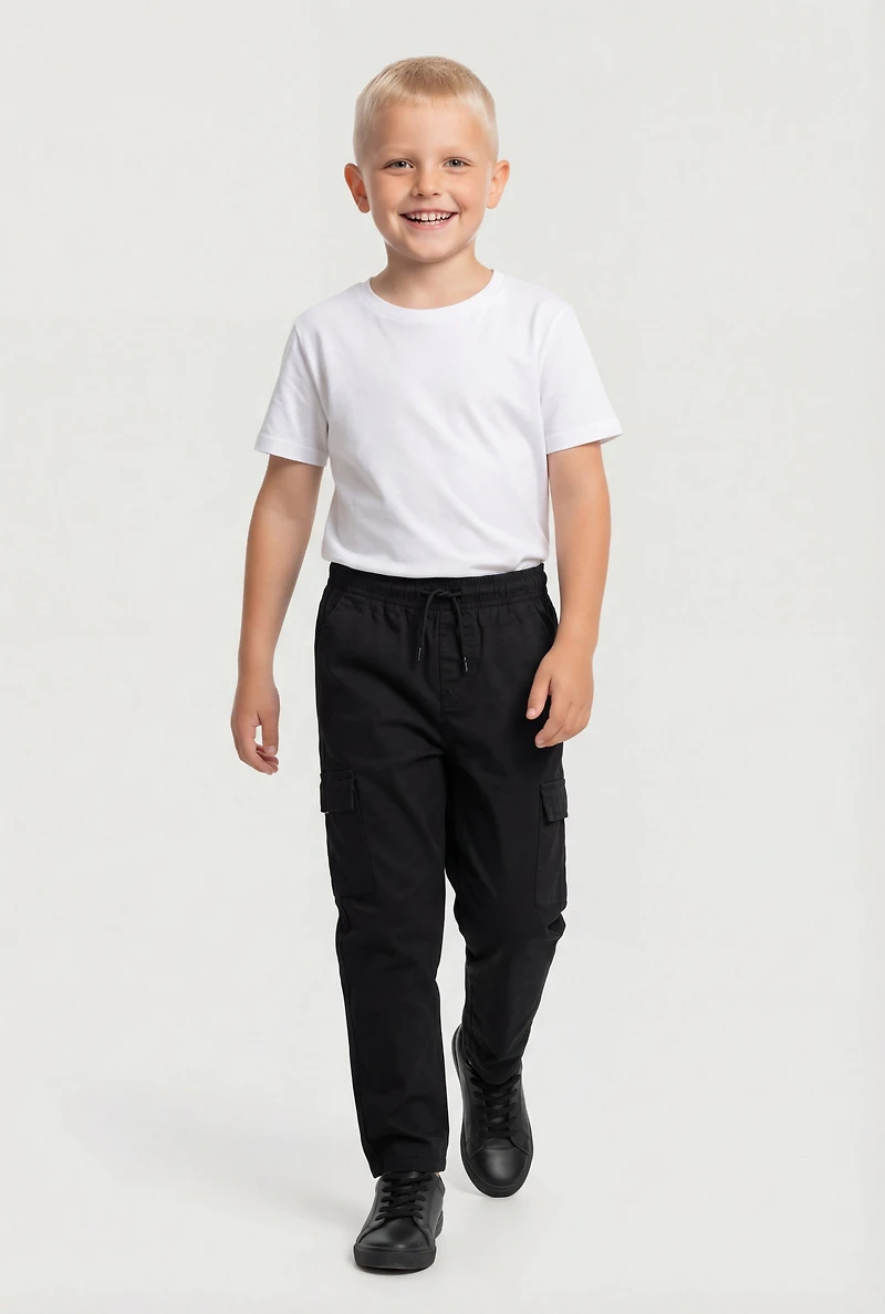 Boys Drawstring Waist Straight Leg Pants 2 Pack