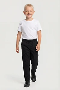 Boys Drawstring Waist Straight Leg Pants 2 Pack
