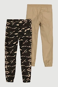Boys Drawstring Waist Joggers 2 Pack, Multi, Size 8